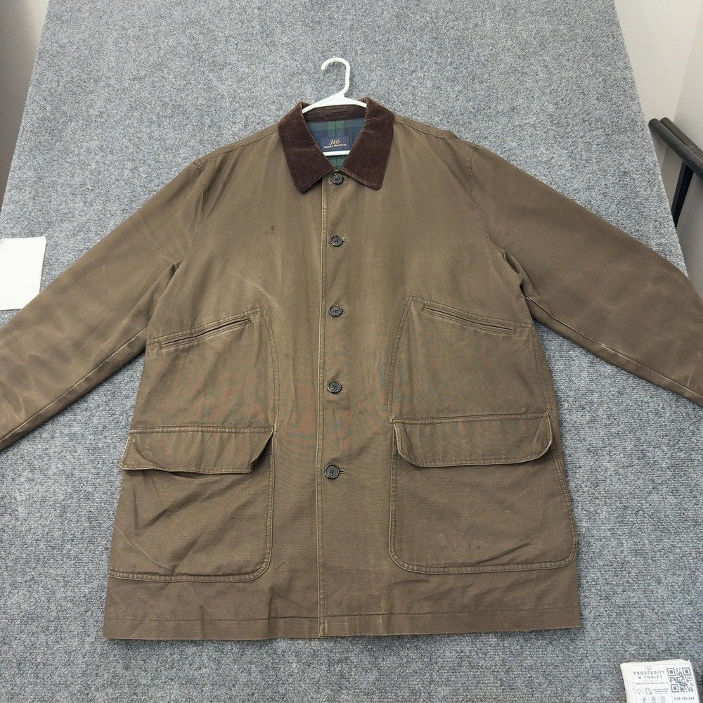 Brooks Brothers Barn Coat Mens XL Brown Cotton Canvas Corduroy Collar Classic
